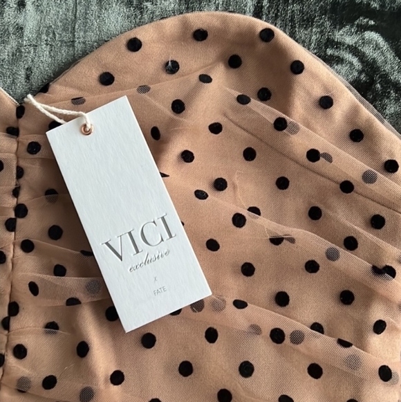Vici Sheer Polka Dot Off-Shoulder Dress - Picture 5 of 5